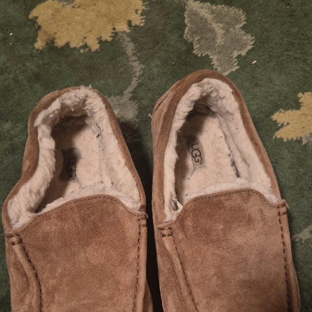 UGG Tan Suede Slippers with Plush Lining - Picture 3 of 11